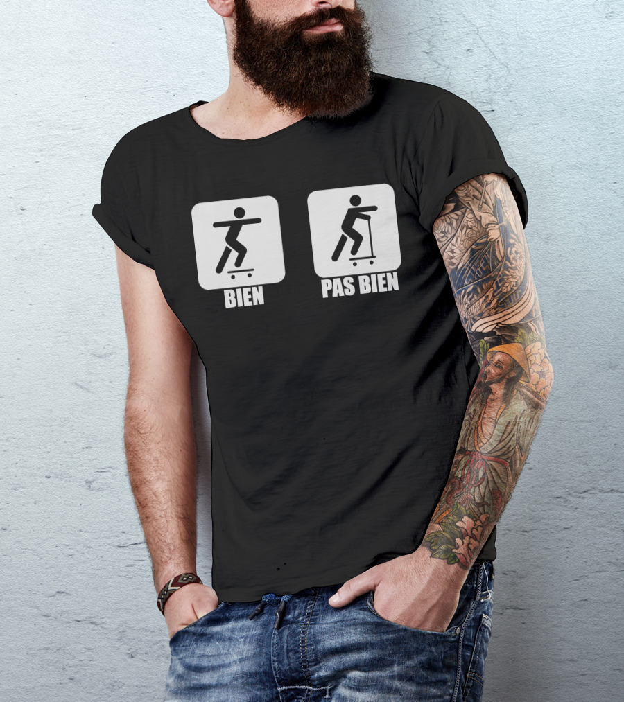 Bien Pas Bien Skateboard Vs Scooter Icons T-Shirt