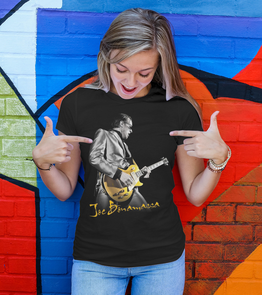 Joe Bonamassa Playing Gold Guitar T-Shirt