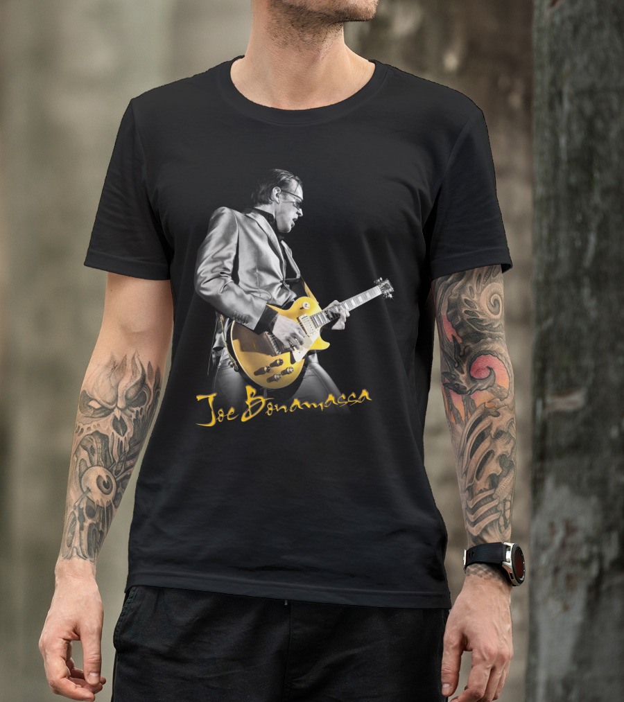 Joe Bonamassa Playing Gold Guitar T-Shirt
