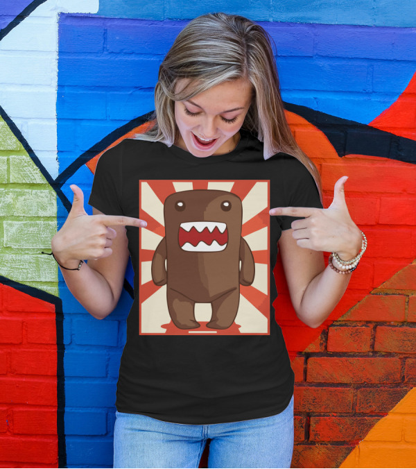Domo Kun Red Sunburst Background T-Shirt