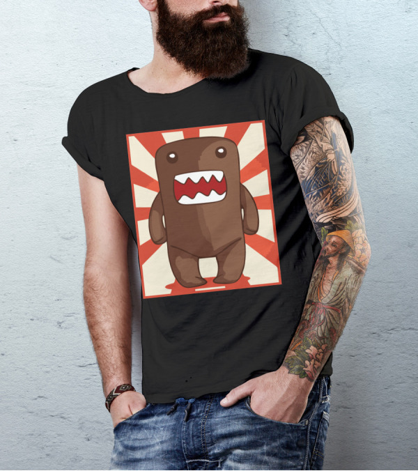 Domo Kun Red Sunburst Background T-Shirt