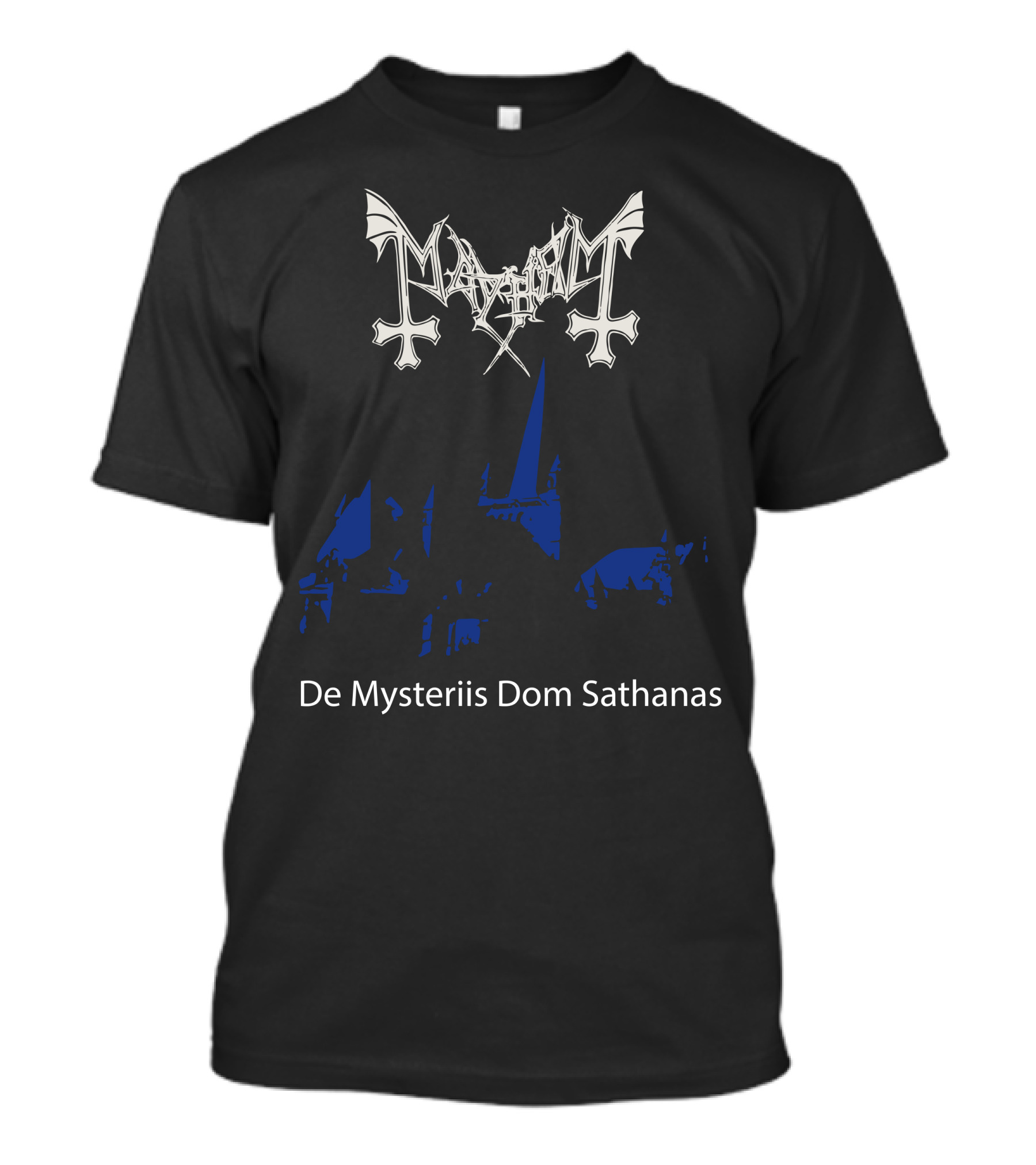 Mayhem De Mysteriis Dom Sathanas Album Art Iconic Logo And Gothic T-Shirt