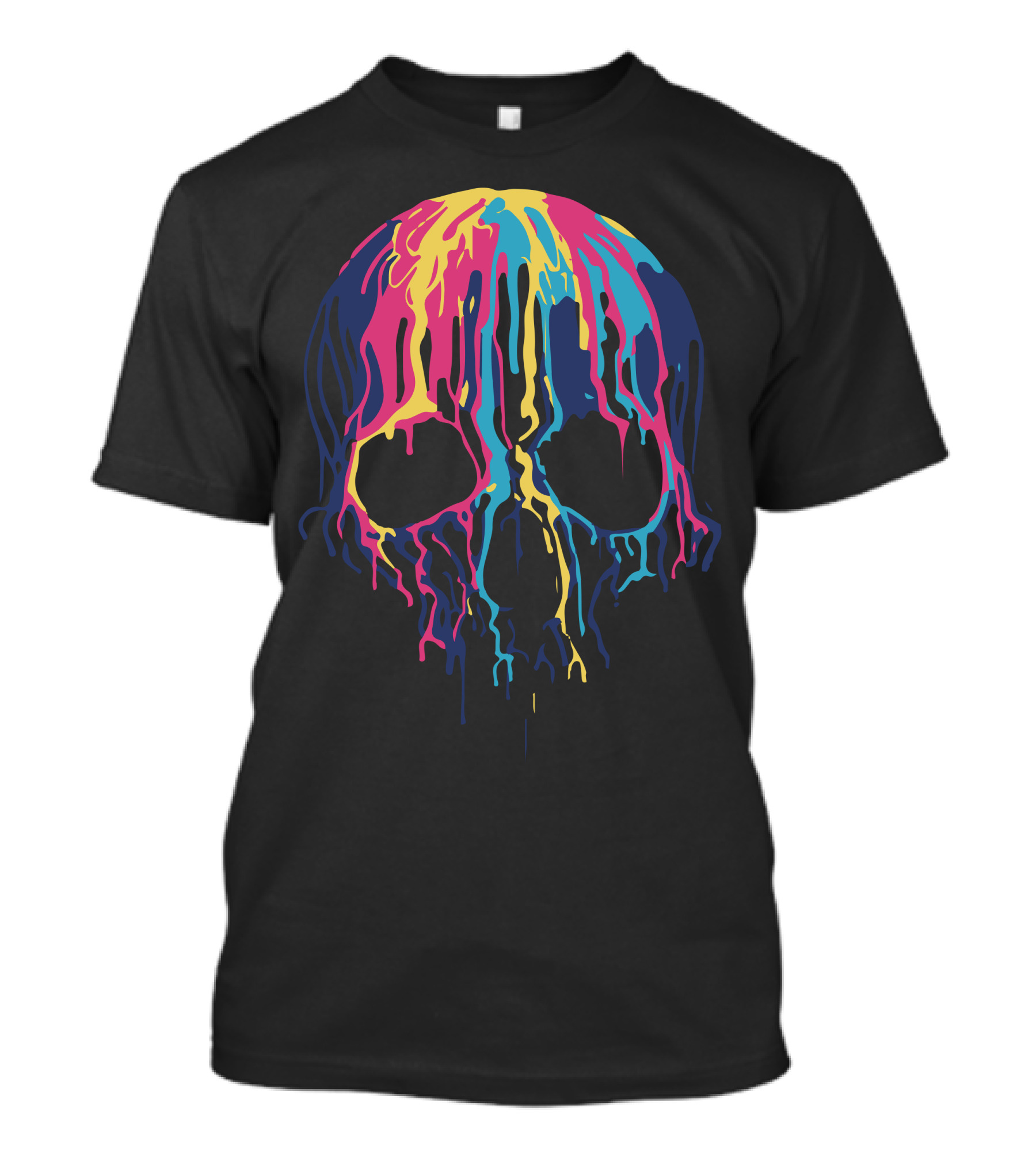 Melting Skull Vibrant Multicolor Dripping Visual T-Shirt