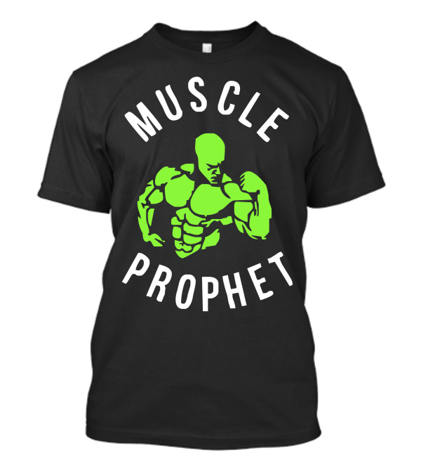 MUSCLE PROPHET Bodybuilder Silhouette In Vibrant Green T-Shirt