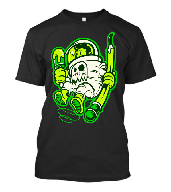 Astronot Green Astronaut With Ice Cream And Paintbrush T-Shirt