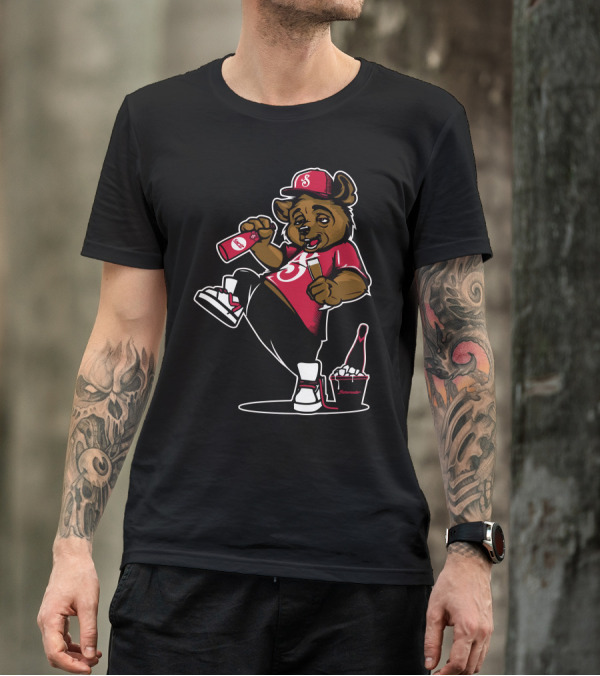 Bear Yeah Sporty Bear In Red Hat With Soda And Popcorn T-Shirt