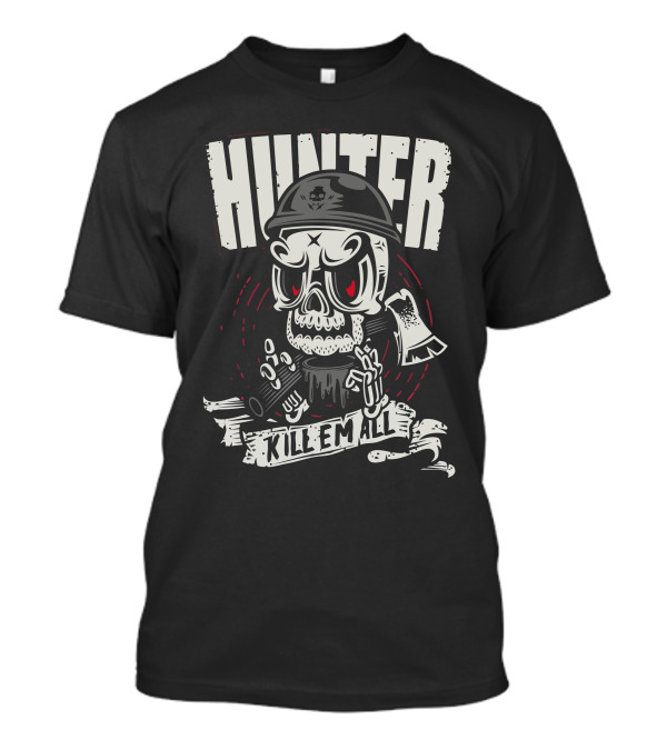 HUNTER Skull Helmet Axe Kill 'Em All Black Series T-Shirt