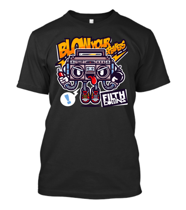 BLOW YOUR SPEAKERS FILTH COLLINS Boom Box Character With Sneakers And Lightning T-Shirt