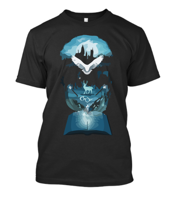 Fantasy World Book With Owl And Magic Elements T-Shirt