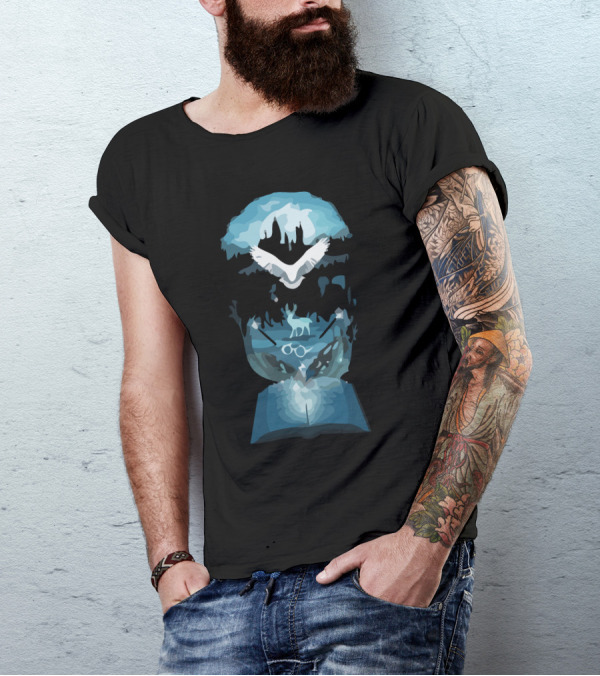Fantasy World Book With Owl And Magic Elements T-Shirt
