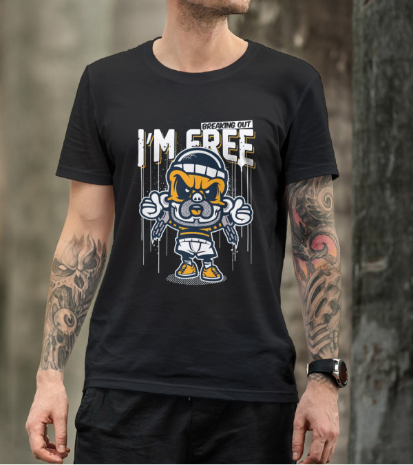 Breaking Out I'm Free Cartoon Character In Chains T-Shirt