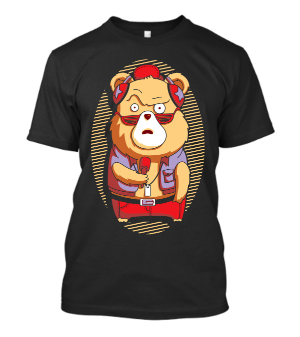 Brown Bear Cool Sunglasses Hip Outfit Microphone T-Shirt