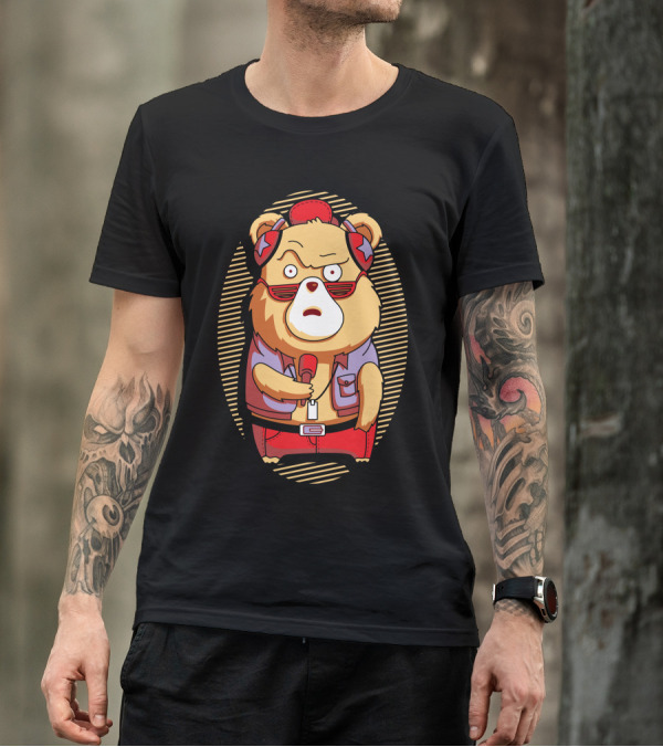 Brown Bear Cool Sunglasses Hip Outfit Microphone T-Shirt