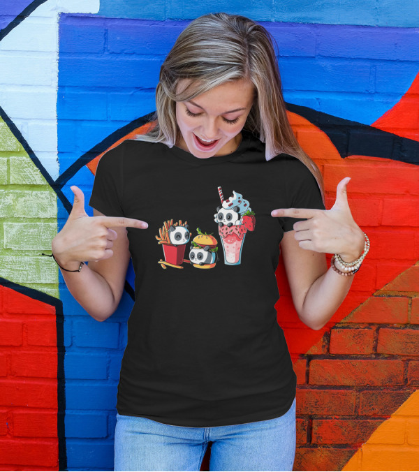 Combo Meal Cute Panda Fries Burger Milkshake T-Shirt