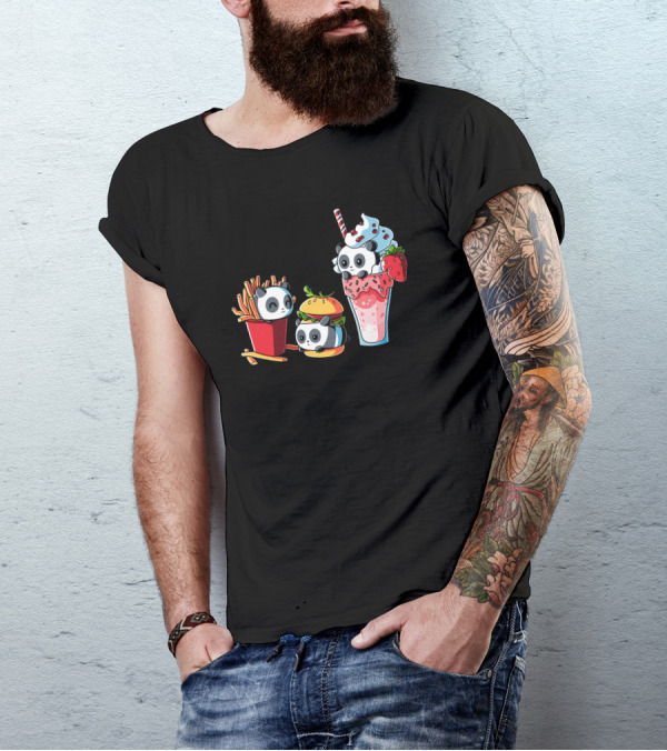 Combo Meal Cute Panda Fries Burger Milkshake T-Shirt