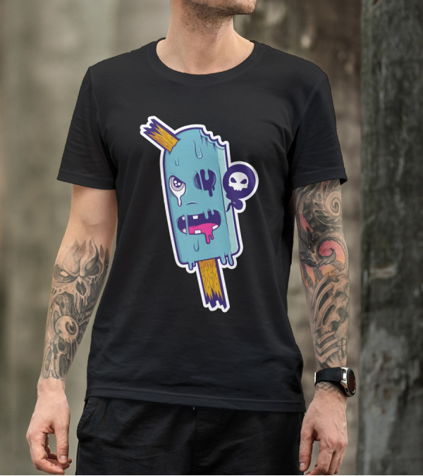 Comestible Melting Zombie Popsicle With Skull Balloon T-Shirt