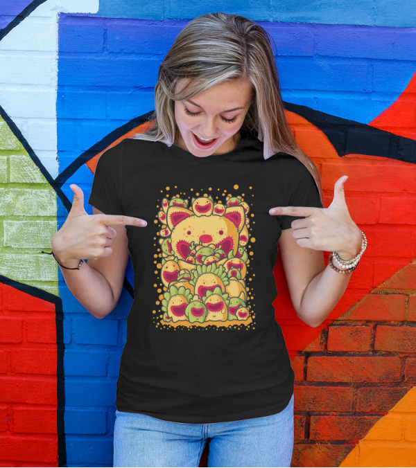 Dools Cute Cat Surrounded By Smiling Avocados T-Shirt