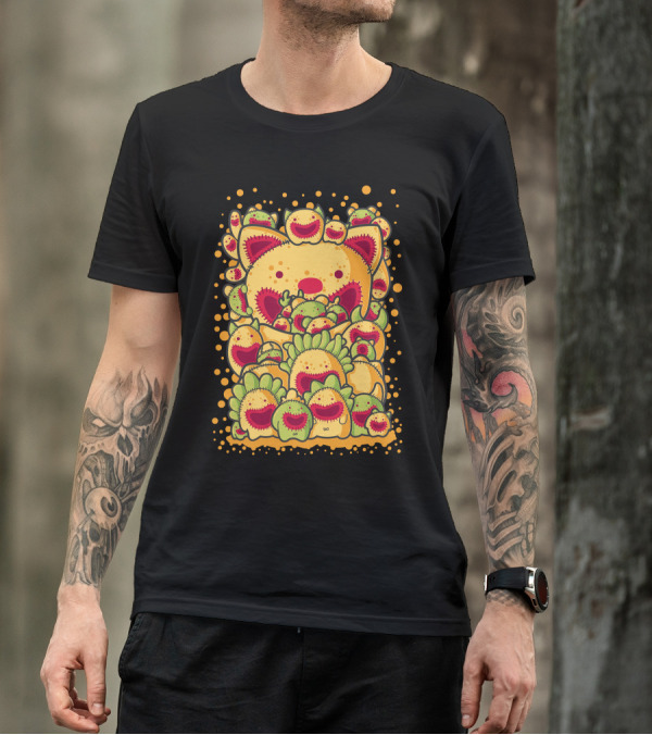 Dools Cute Cat Surrounded By Smiling Avocados T-Shirt