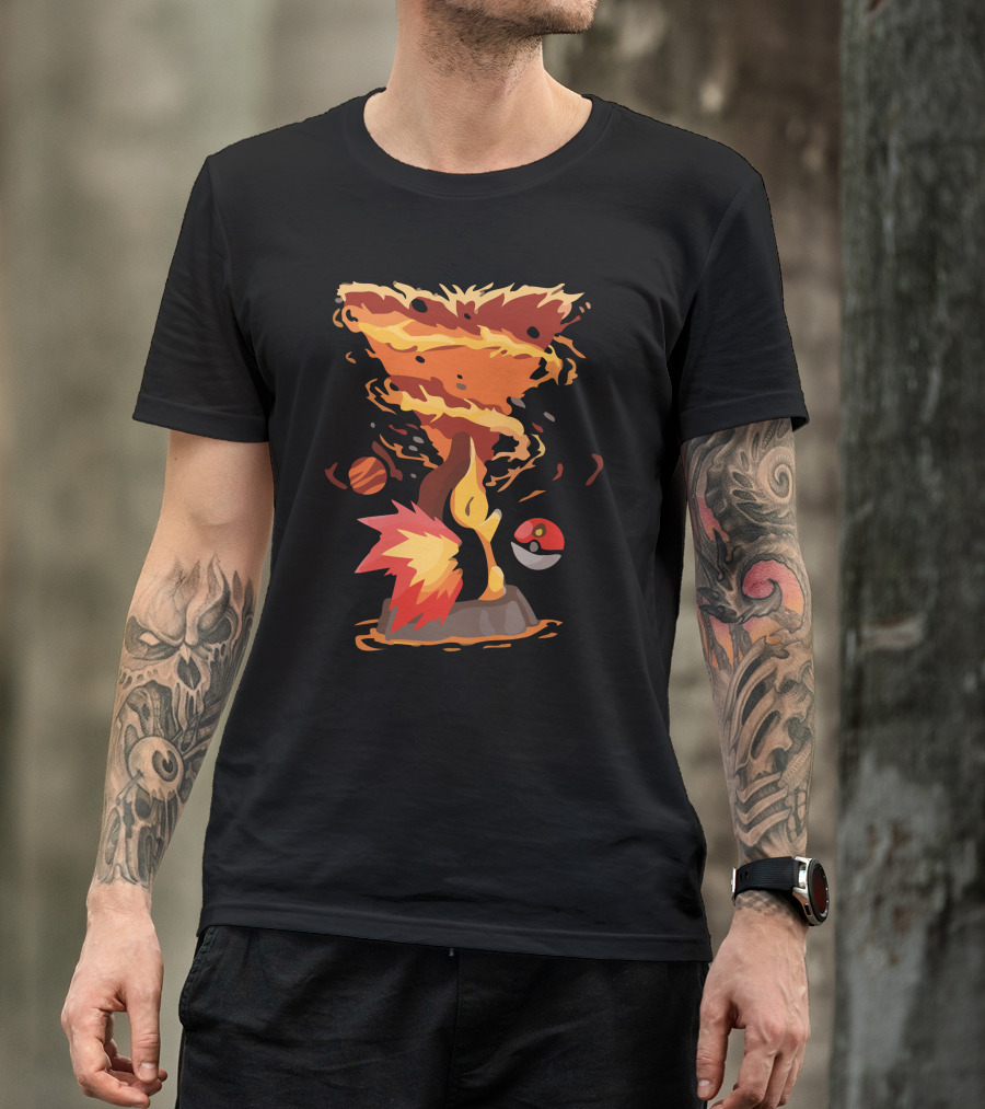 Fire Storm Rapidash Pokemon Fusion With Pokeball Fire Tornado T-Shirt