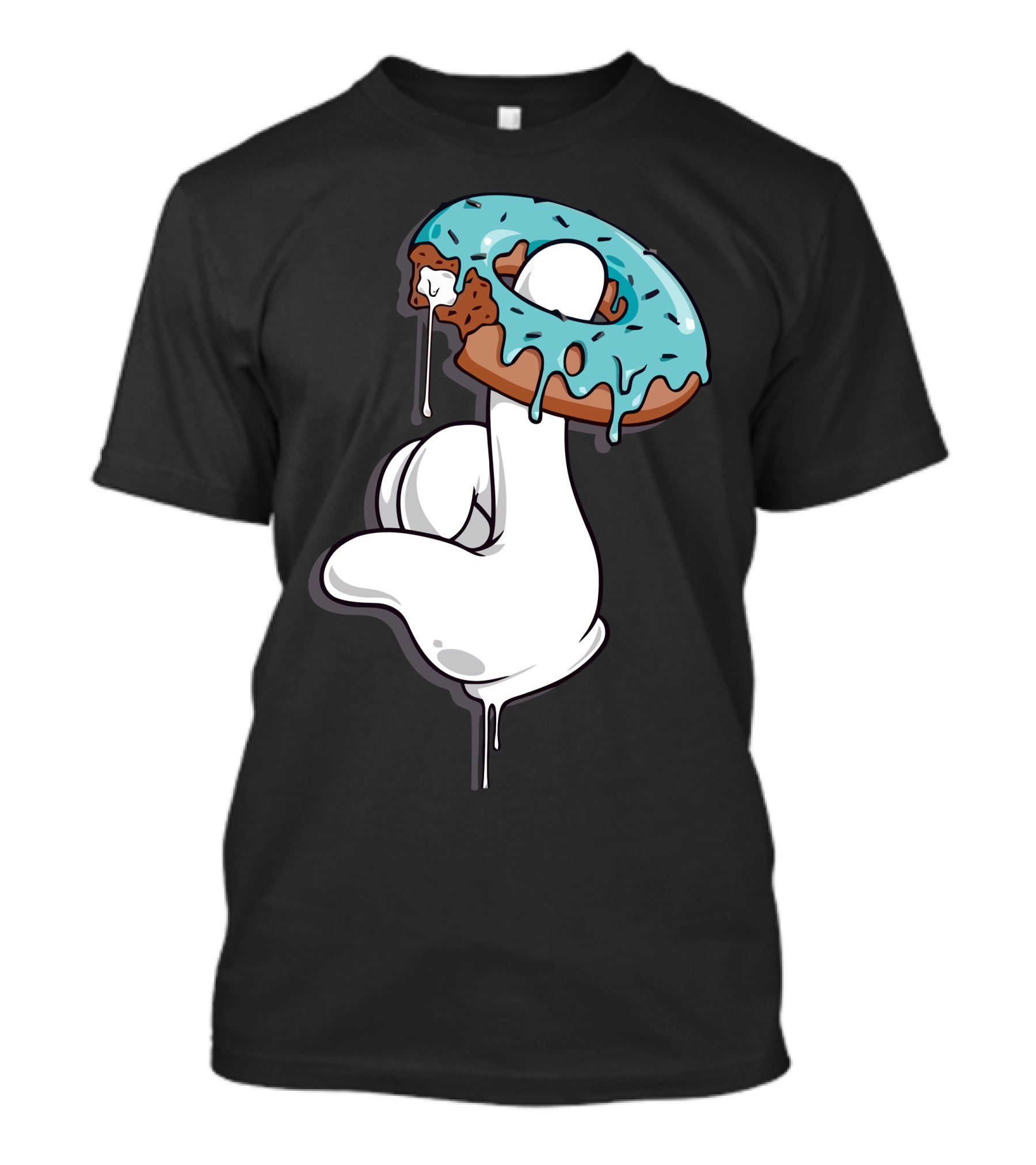 Frases Hand Holding Blue Frosted Donut With Bite And Drips T-Shirt