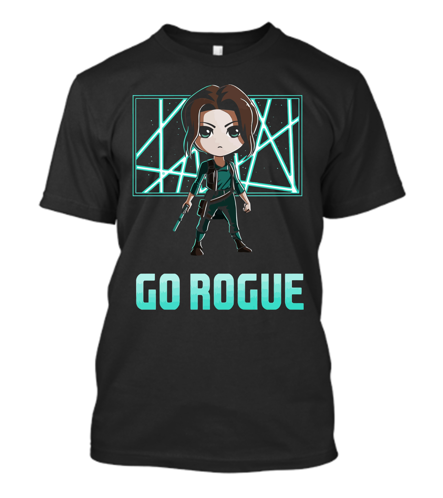 Go Rogue Chibi Character With Sci-Fi Background T-Shirt