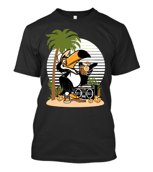 Haway Tropical Toucan With Boombox And Palm Tree T-Shirt