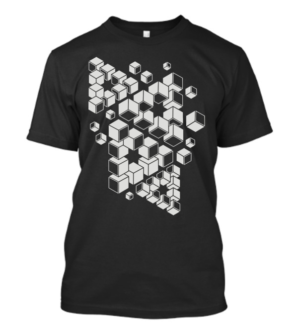 Impossible Triangles Geometric Cube Illusion T-Shirt