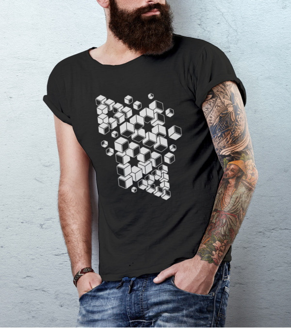 Impossible Triangles Geometric Cube Illusion T-Shirt