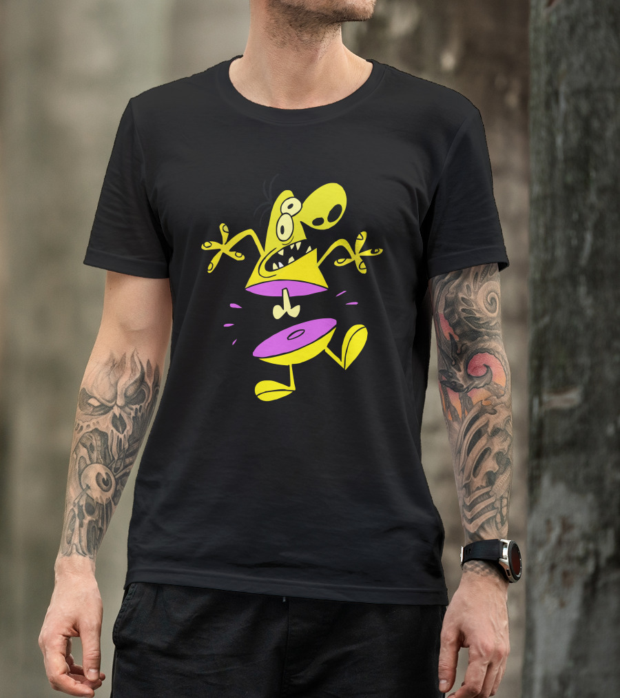 Cartoon Character Split In Half With Animated Expression T-Shirt