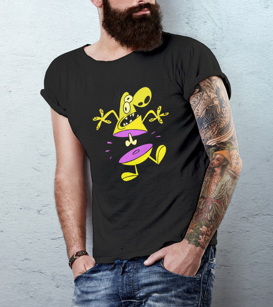 Cartoon Character Split In Half With Animated Expression T-Shirt