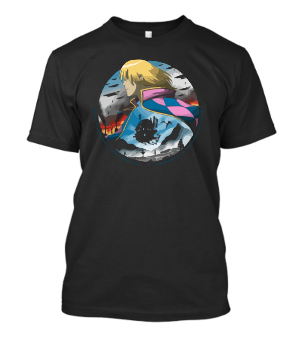 In The Midst Of War Howl's Moving Castle Anime Fantasy Black T-Shirt