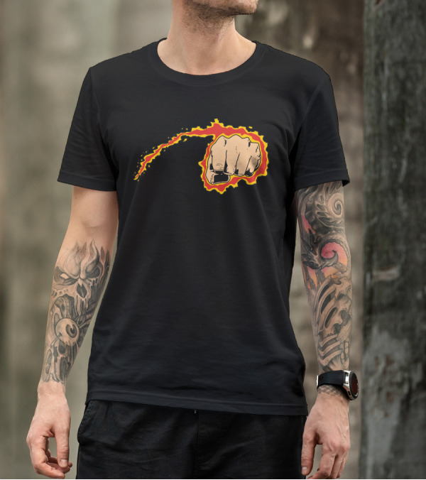 Iron Fist Flaming Punch Iconic Comic T-Shirt
