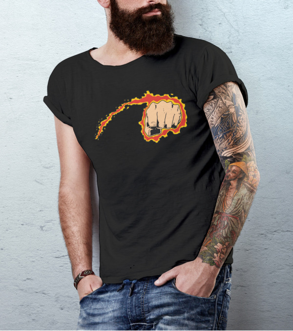 Iron Fist Flaming Punch Iconic Comic T-Shirt