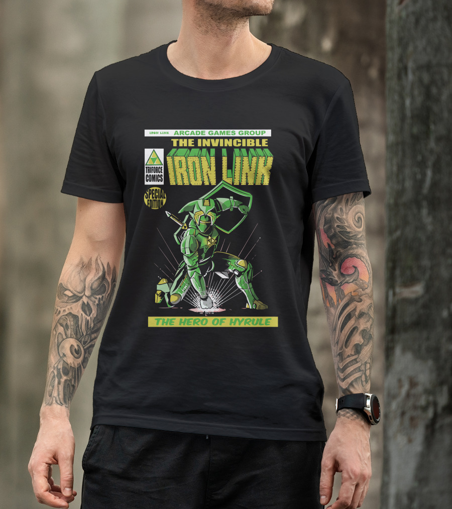 Arcade Games Group Triforce Comics The Invincible Iron Link Special Edition The Hero Of Hyrule T-Shirt