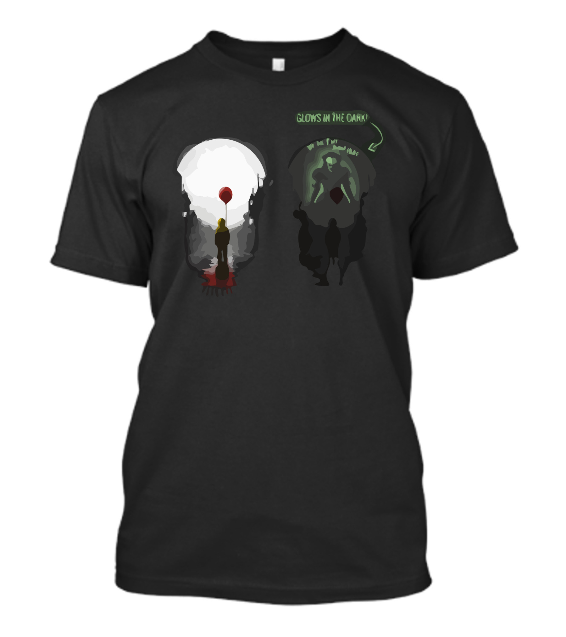 Glows In The Dark Creepy Clown Red Balloon T-Shirt