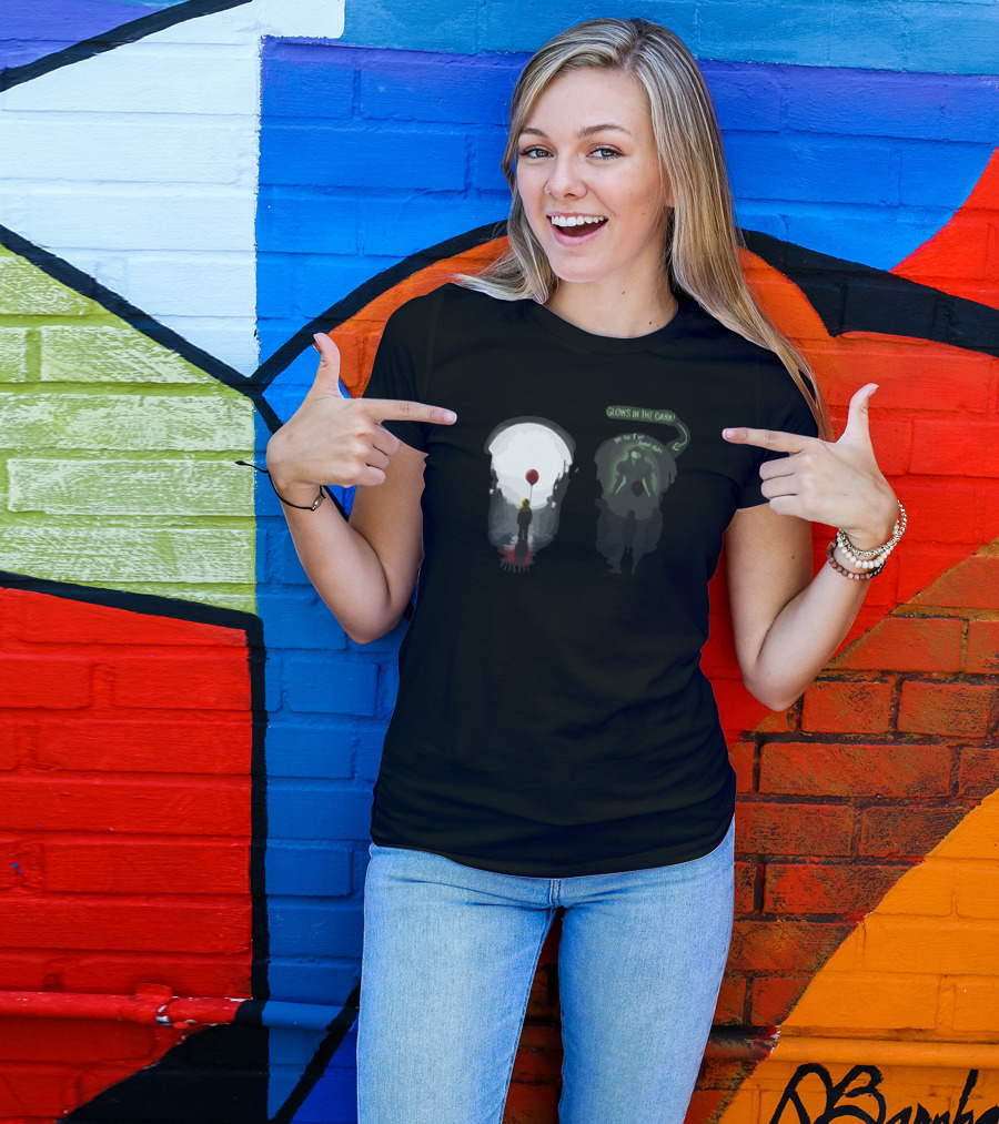 Glows In The Dark Creepy Clown Red Balloon T-Shirt