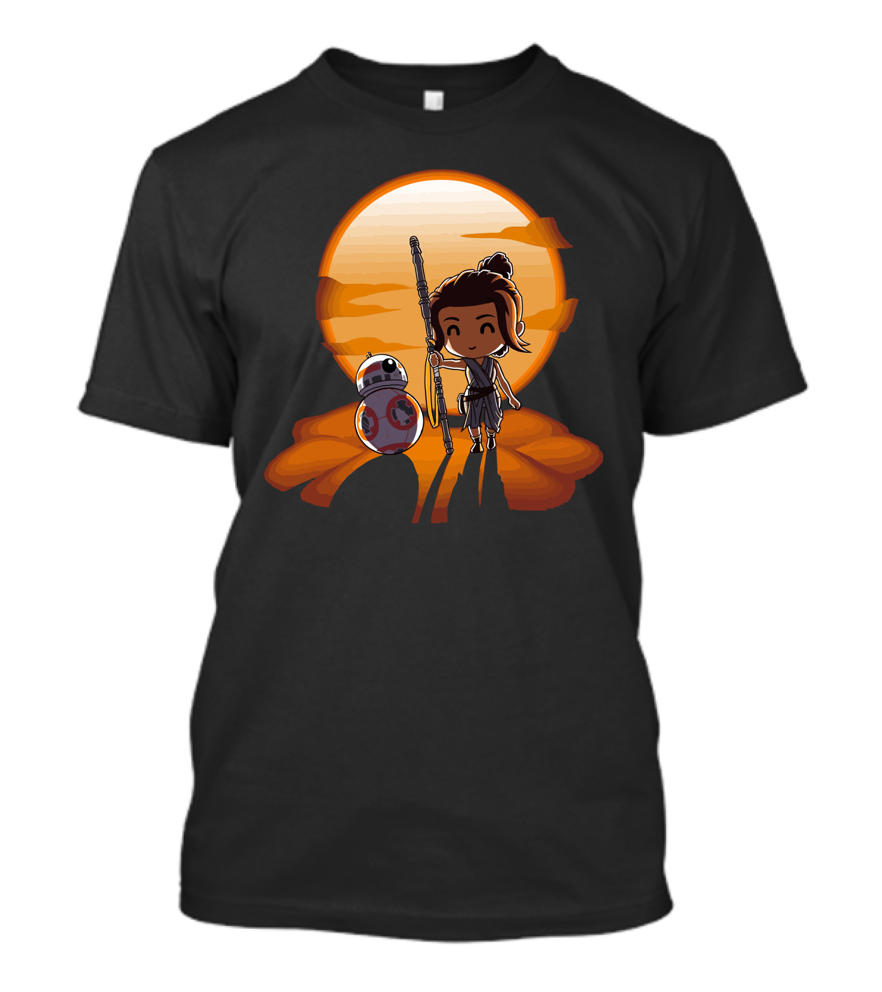 Rey And BB-8 Jakku Sunset Scene T-Shirt