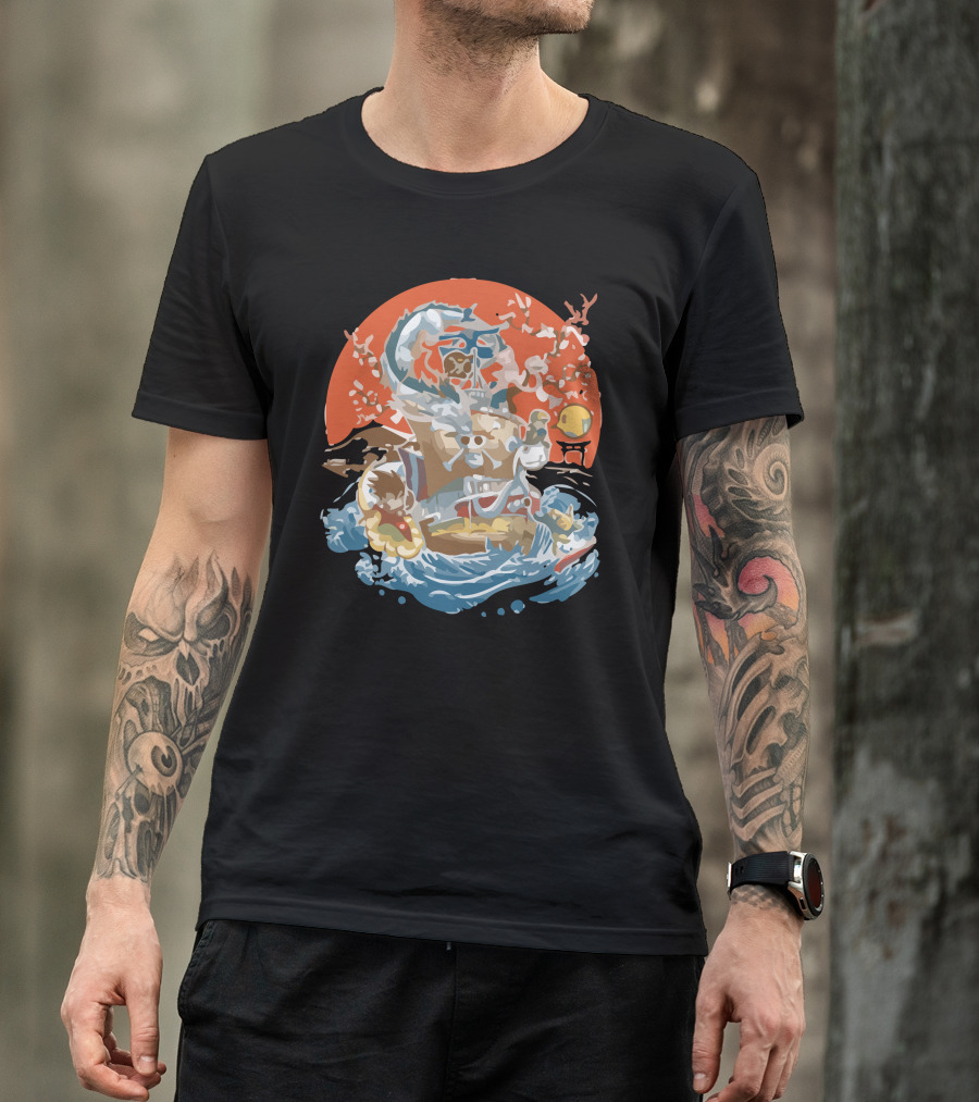 Japanese World Adventure Voyage With Iconic Pirate Crew And Rising Sun T-Shirt