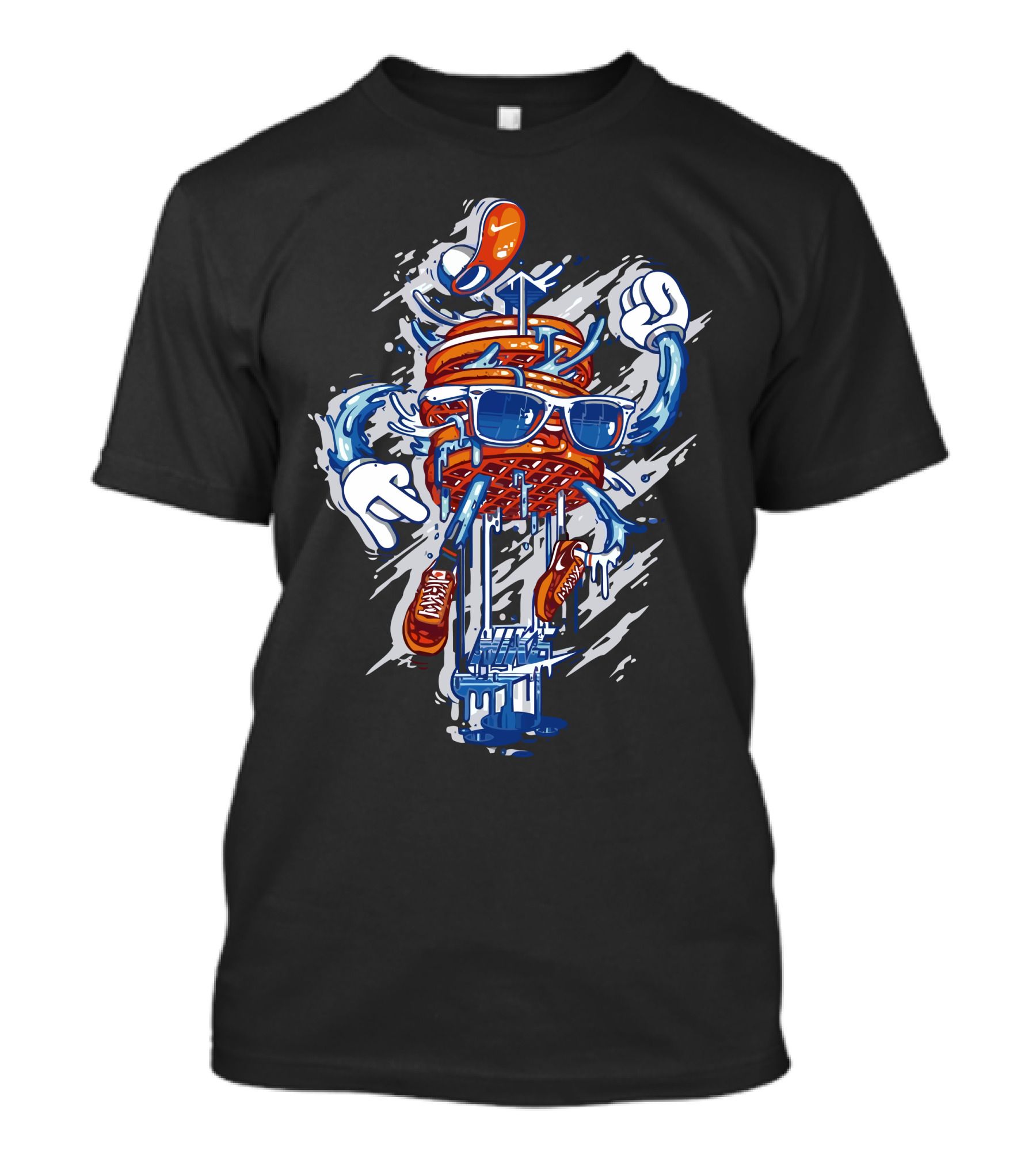 Jump Sneaker Basketball Character With Sunglasses T-Shirt