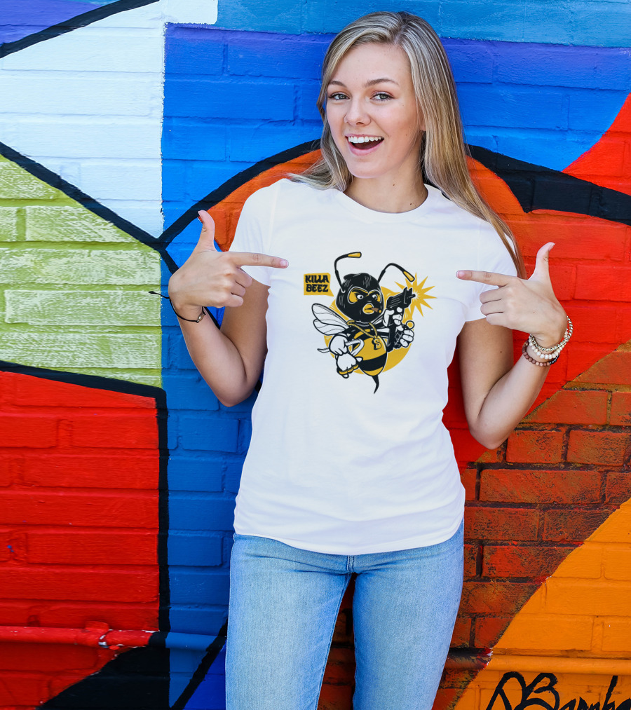 Killa Beez Cartoon Gangster Bee With Blasting Gun T-Shirt
