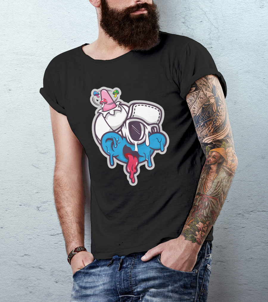 Krim Lim Melting Cartoon Face With Colorful Drink Elements T-Shirt