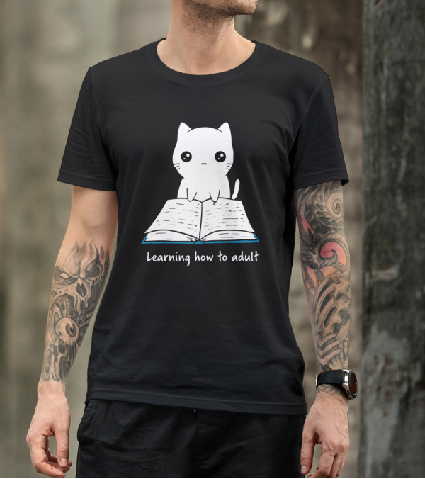 Learning How To Adult Cat Reading Book T-Shirt