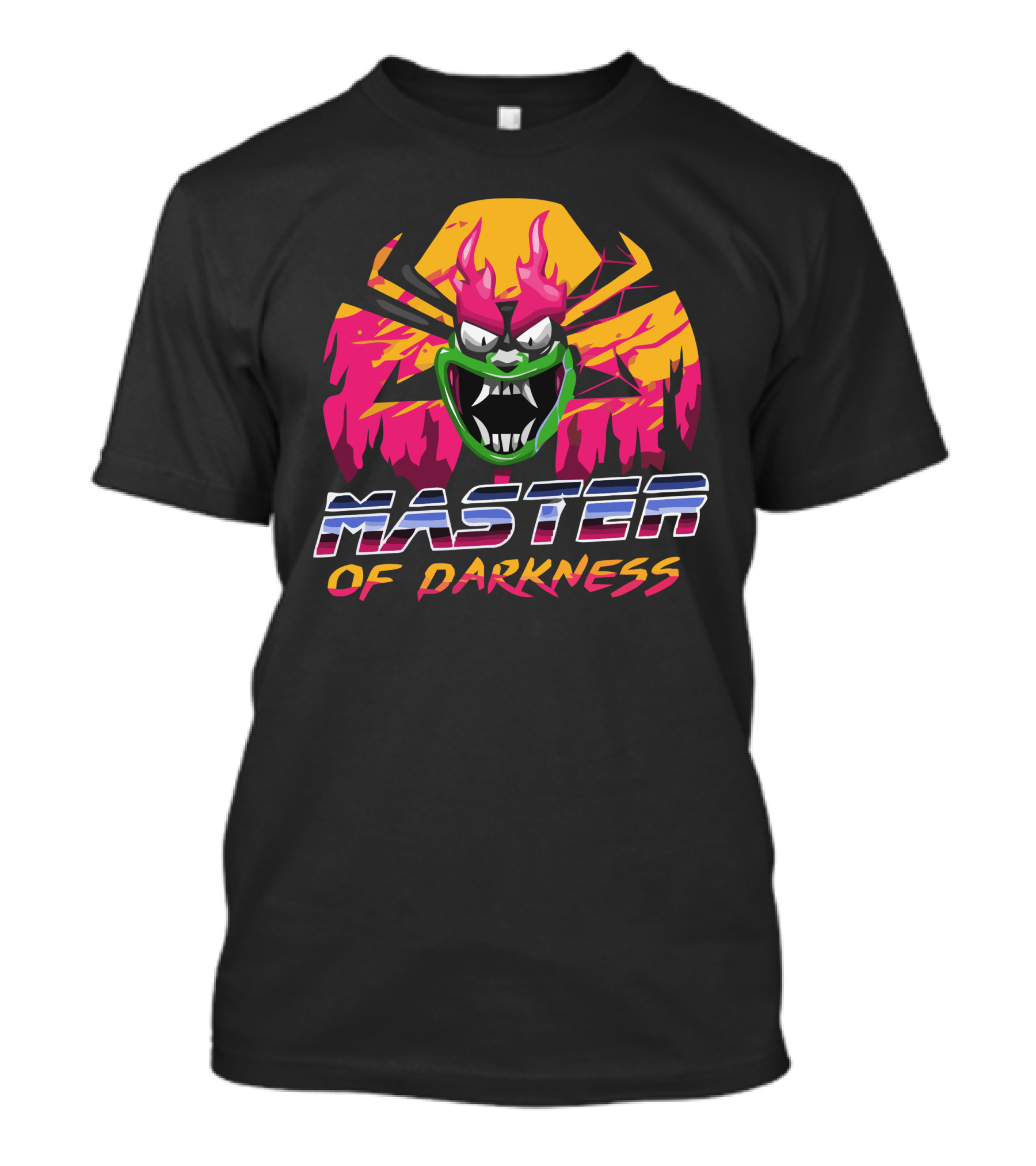 MASTER OF DARKNESS Evil Grinning Face In Retro Neon Colors T-Shirt
