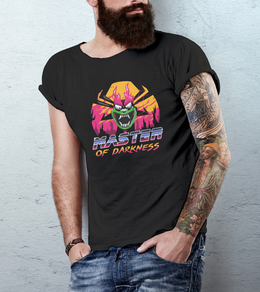 MASTER OF DARKNESS Evil Grinning Face In Retro Neon Colors T-Shirt