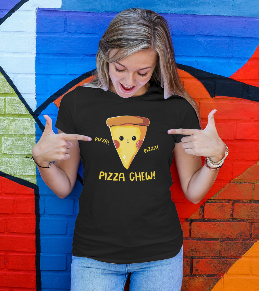 Pizza Chew Cute Kawaii Pizza Slice T-Shirt