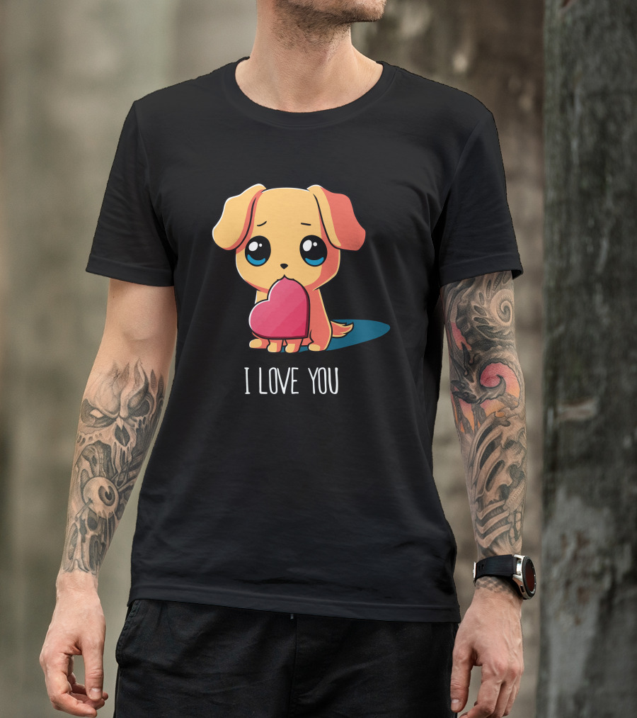I Love You Puppy Holding Heart T-Shirt
