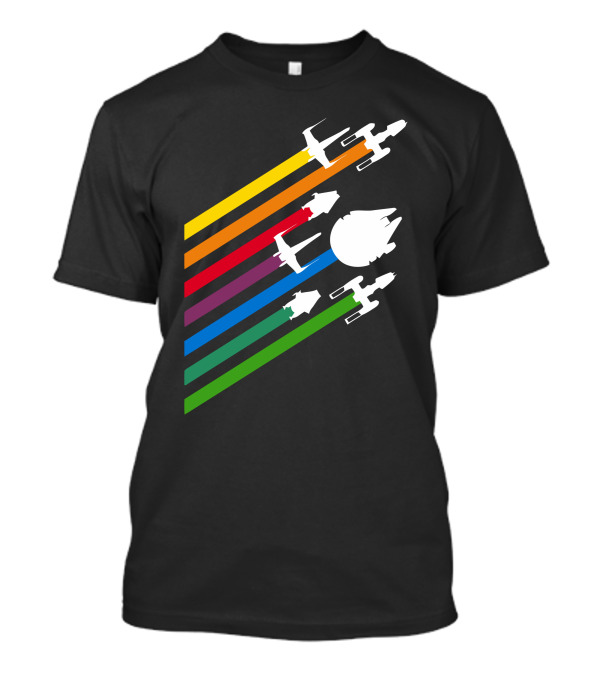 Rebellious Streaks Starship Tribute In Rainbow Formation T-Shirt
