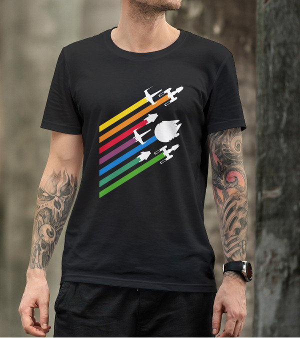 Rebellious Streaks Starship Tribute In Rainbow Formation T-Shirt