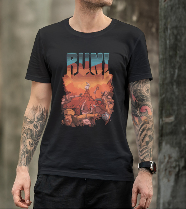 Run Vintage Desert Soldiers War Battle Scene T-Shirt