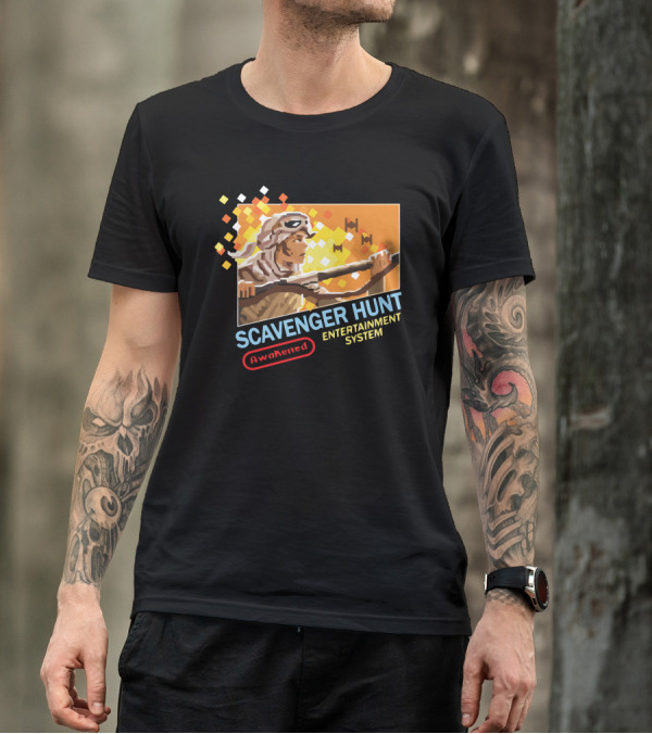 Scavenger Hunt Awakened Entertainment System Pixel Art Style Retro Adventure T-Shirt